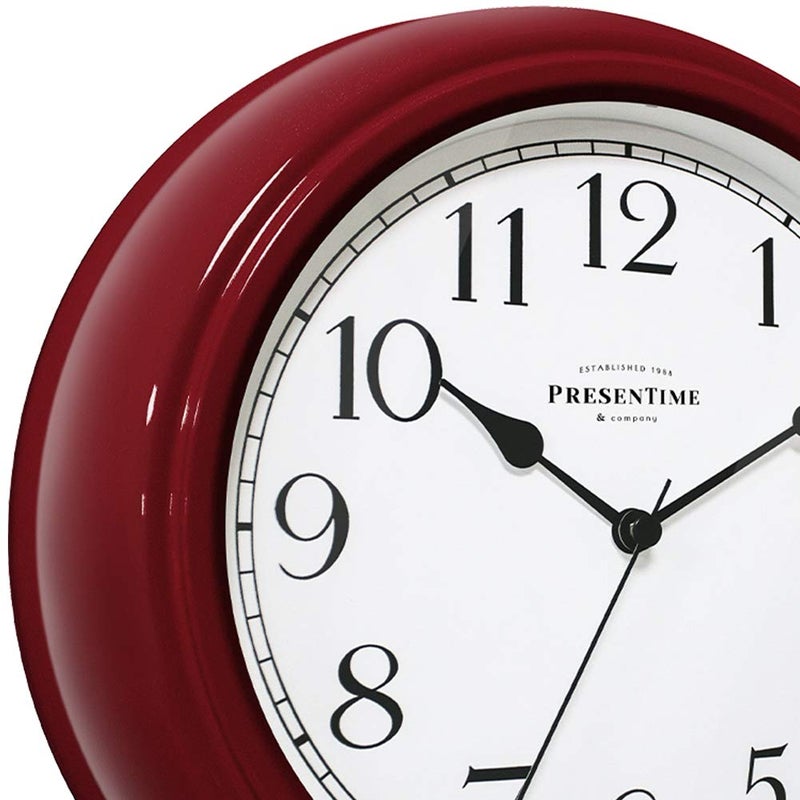 Presentime & Co Chic Home Collection 10" Molly Clock, Silent No Ticking, Red Color. Modern Decorative Wall Clock for Kitchen, Kid's Room, Bathroom, Bedroom, and Office - Image 4